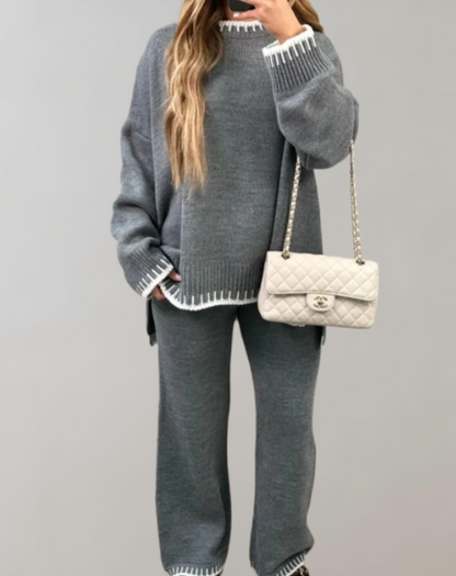 Robe Cachemire Femme Gris Clair avec Sac à Main Blanc Brodé - PanierRoyale