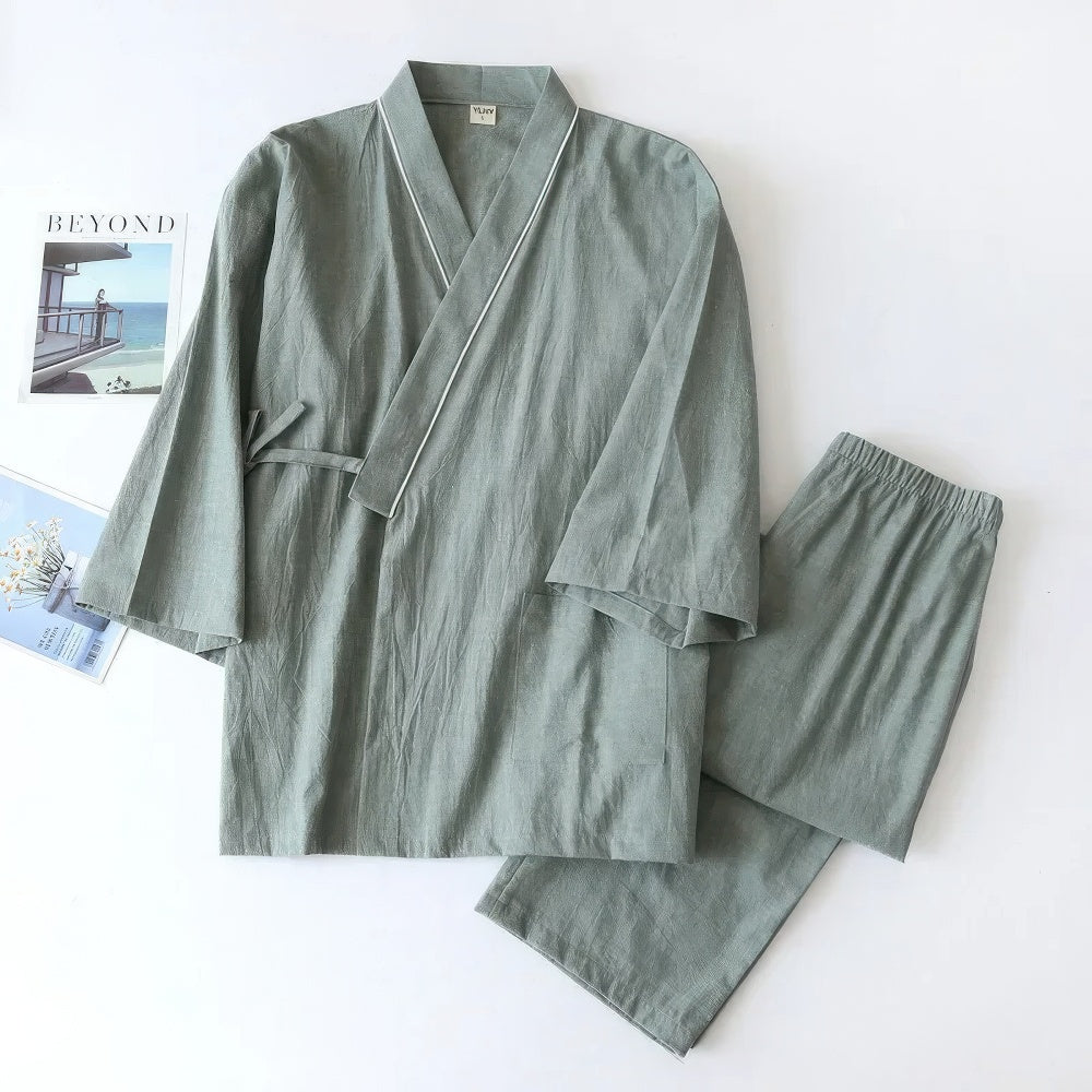 Peignoir Homme en Coton Doux Vert Émeraude - PanierRoyale