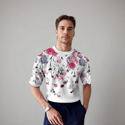 Chemise Homme Manches Courtes Fleurs Été