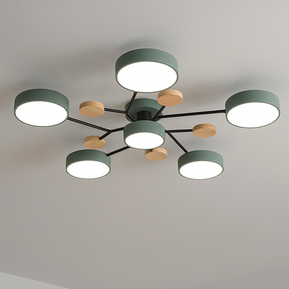 Lampe LED Noire et Bois avec 6 Spots Élégante - vue 4