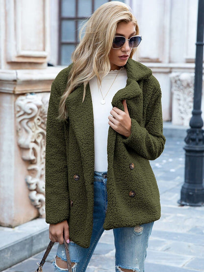 Manteau Femme Élégant Col Montant Noir Classique
