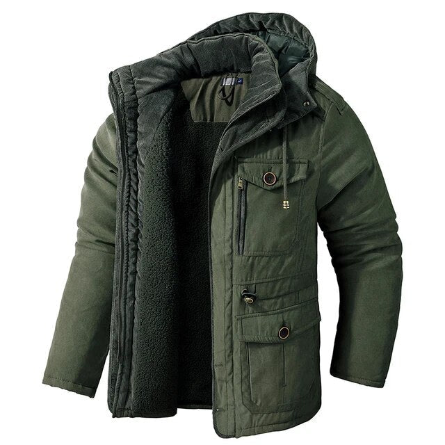 Veste Hiver Capuche avec Poches Multi-Fonctions