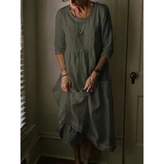 Robe Féminine Col Fermé Manches Courtes - luxestyle