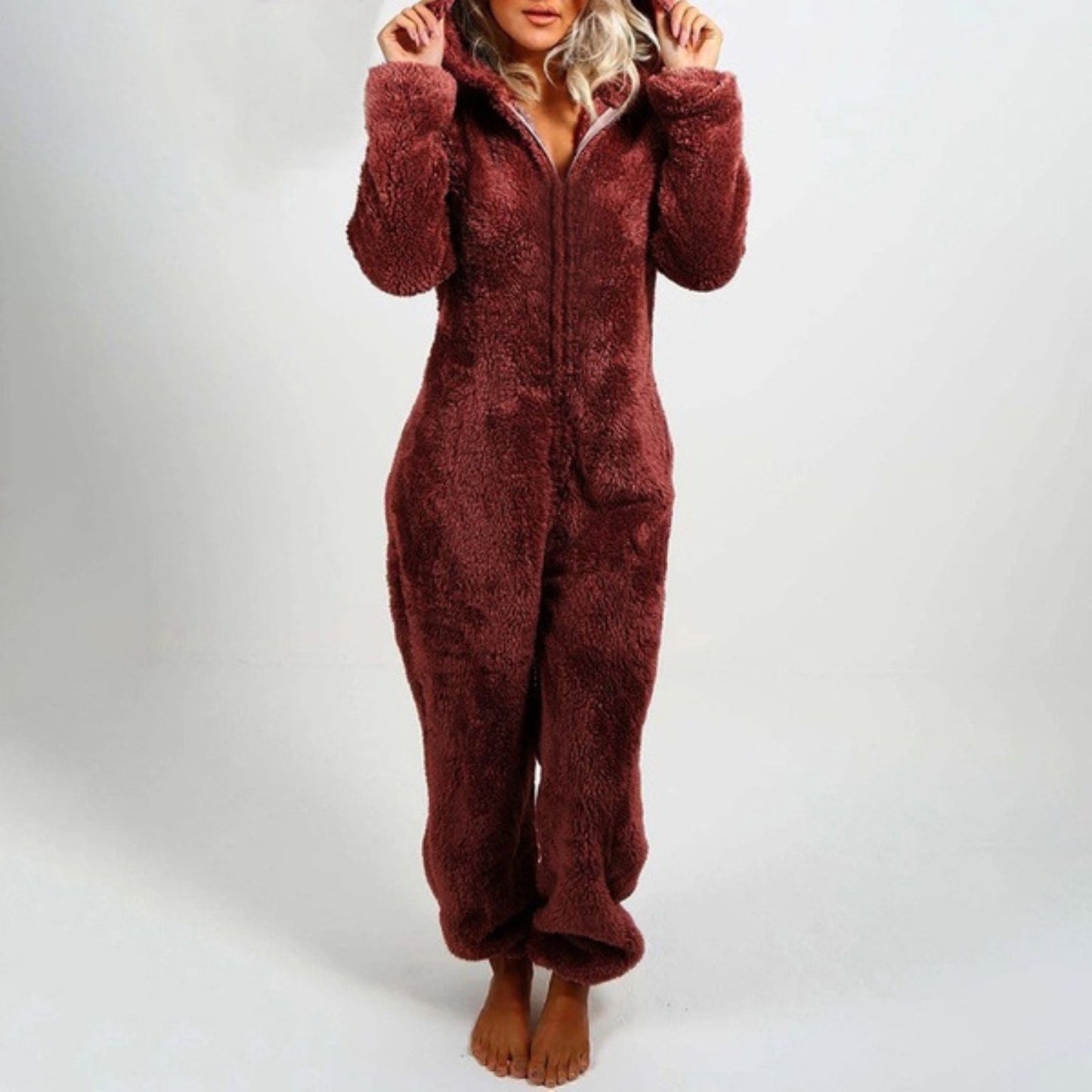 Pyjama Femme Hiver Doux et Confortable à Capuche - PanierRoyale
