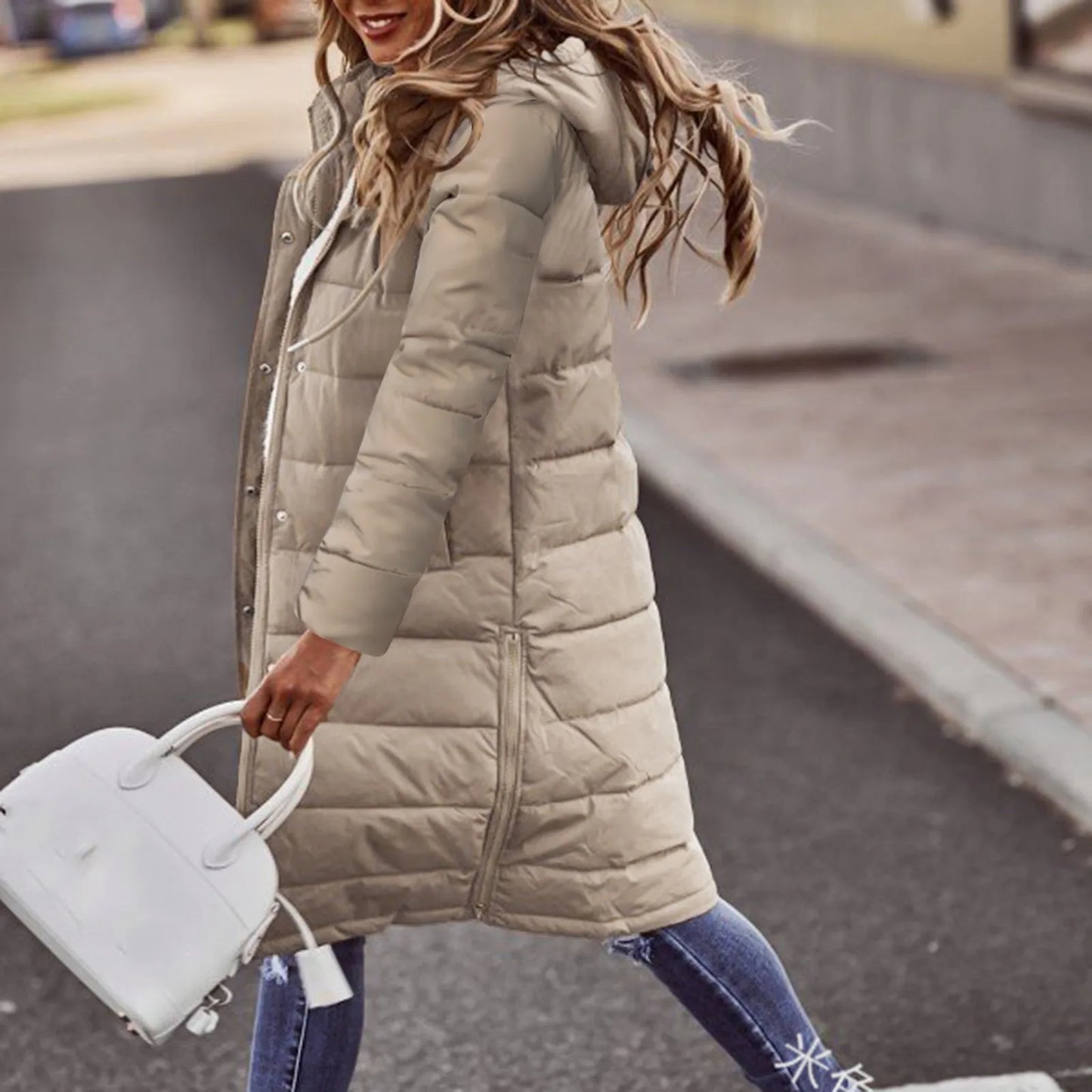 Manteau Femme Hiver Légère et Élégant avec Capuche