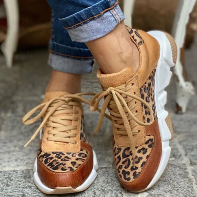 Baskets Femmes Léopard Marron Chic