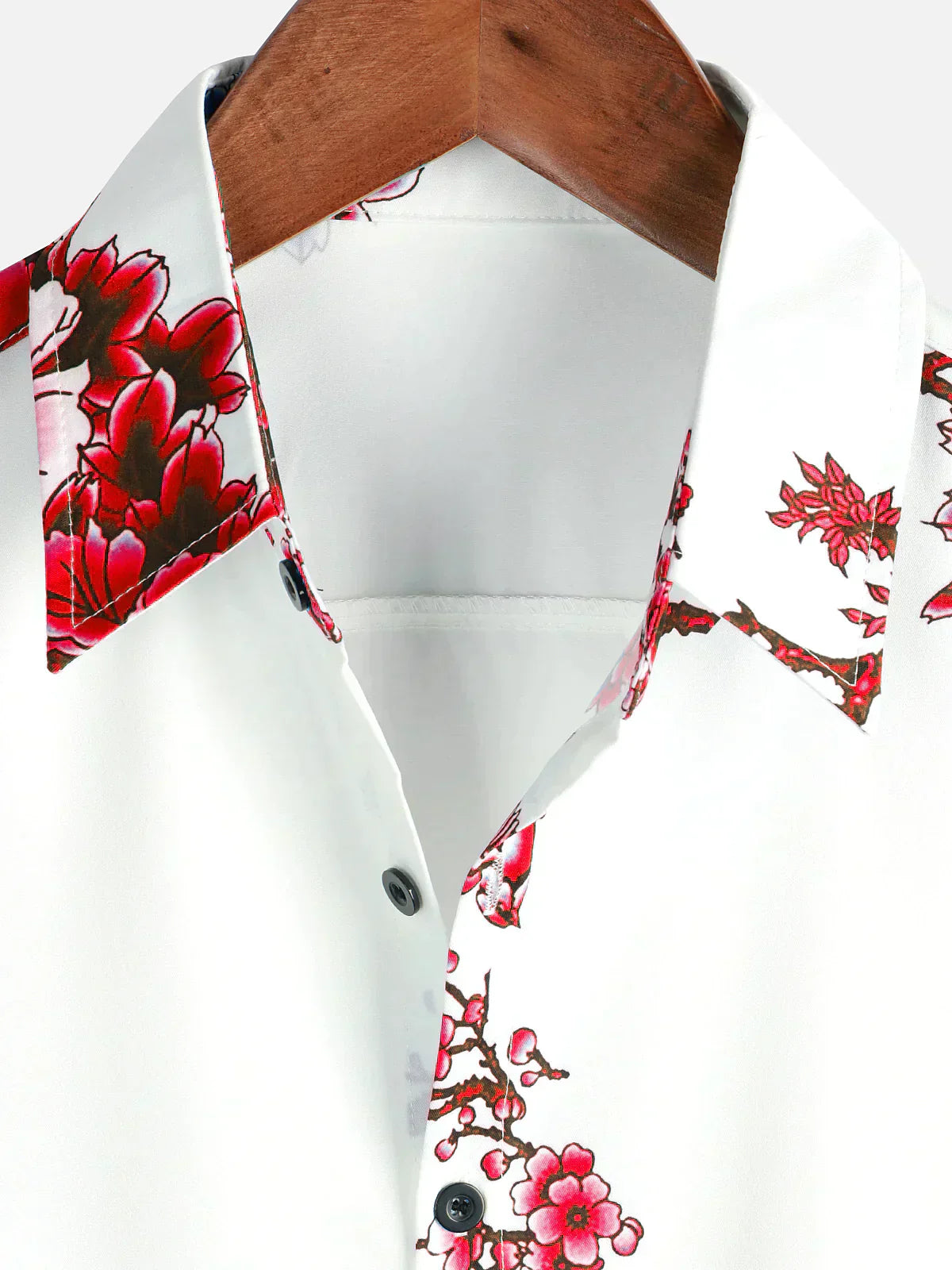 Chemise Homme Courte Manche Blanche Fleurs Été