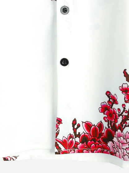 Chemise Homme Courte Manche Blanche Fleurs Été