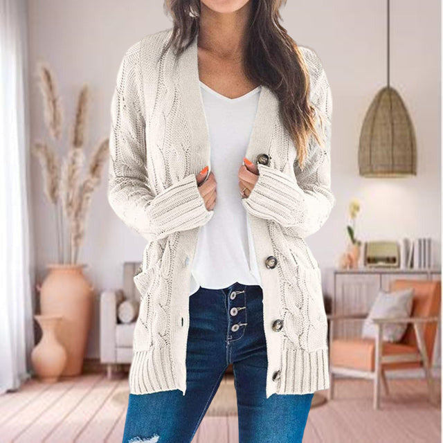 Gilet Tricoté Décontracté Femme