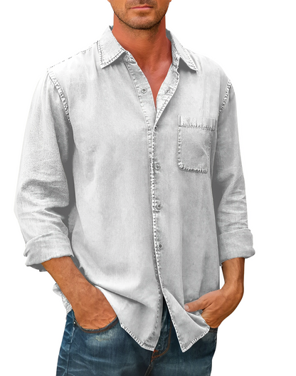Chemise Homme Denim Manches Courtes Décontractée