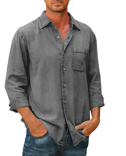 Chemise Homme Denim Manches Courtes Décontractée
