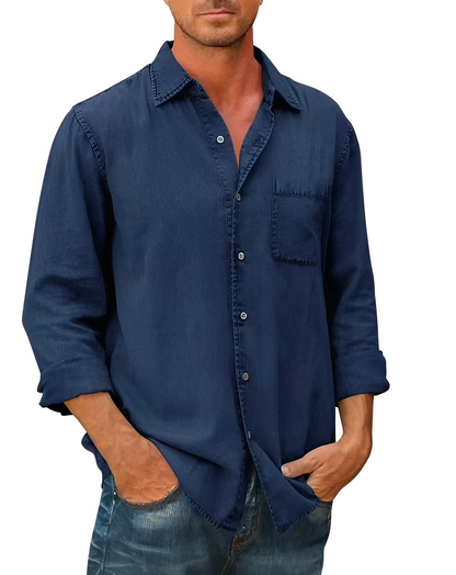 Chemise Homme Denim Manches Courtes Décontractée