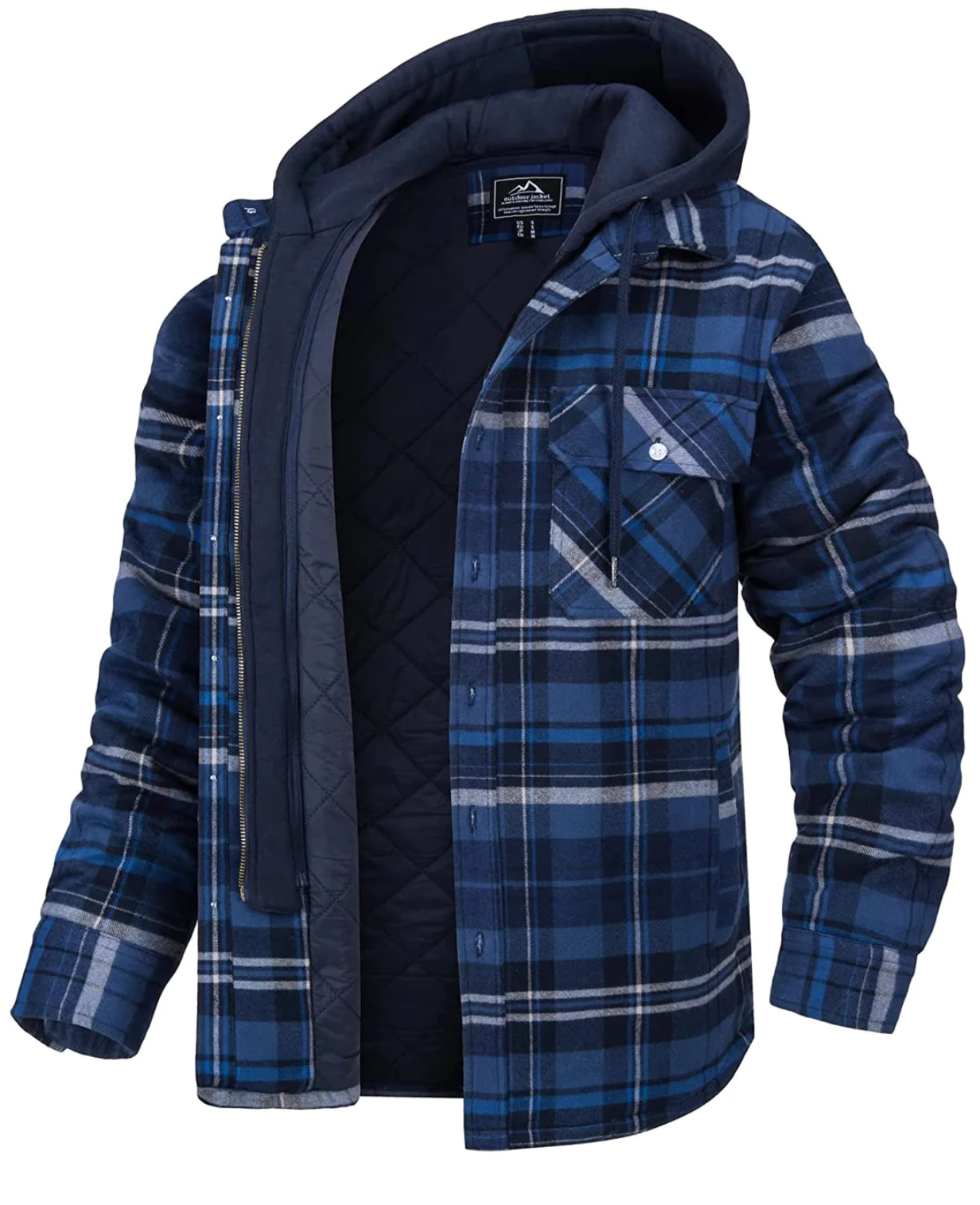 Veste Homme Carreaux Décontractée Capuche et Poches