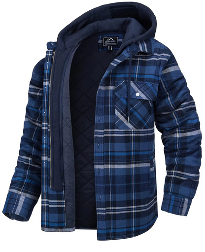 Veste Homme Carreaux Décontractée Capuche et Poches