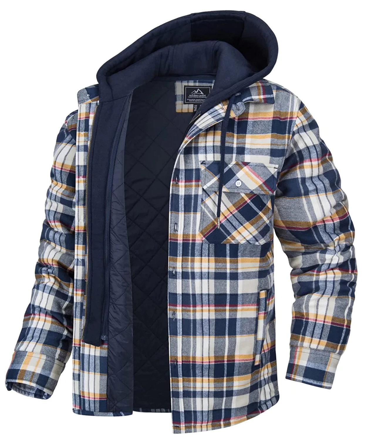 Veste Homme Carreaux Décontractée Capuche et Poches - PanierRoyale