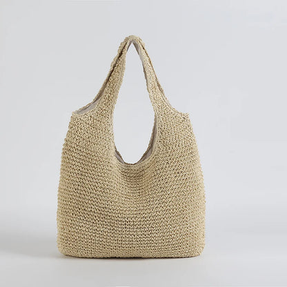 Sac de Plage Tressé Naturel Beige