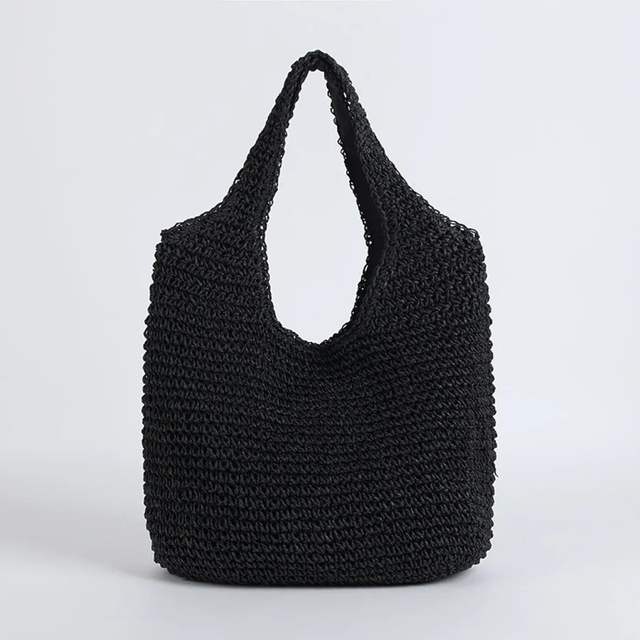 Sac de Plage Tressé Naturel Beige