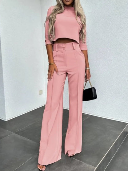 Ensemble Deux Pièces Femme Élégant - Haut et Pantalon Tailleur