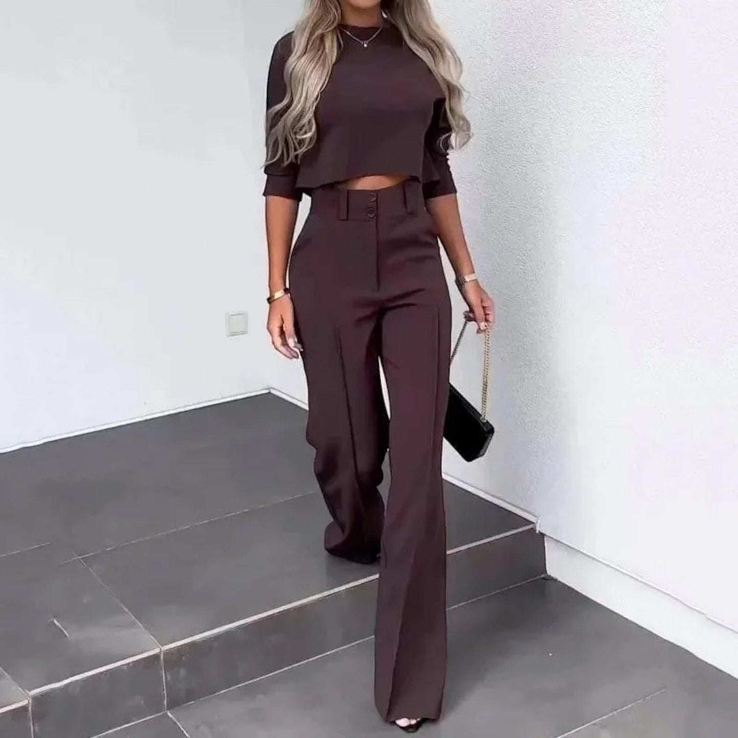 Ensemble Deux Pièces Femme Élégant - Haut et Pantalon Tailleur
