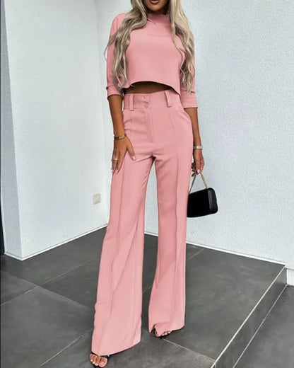Costume Femme Chic Pantalon Taille Haute Élégant - PanierRoyale