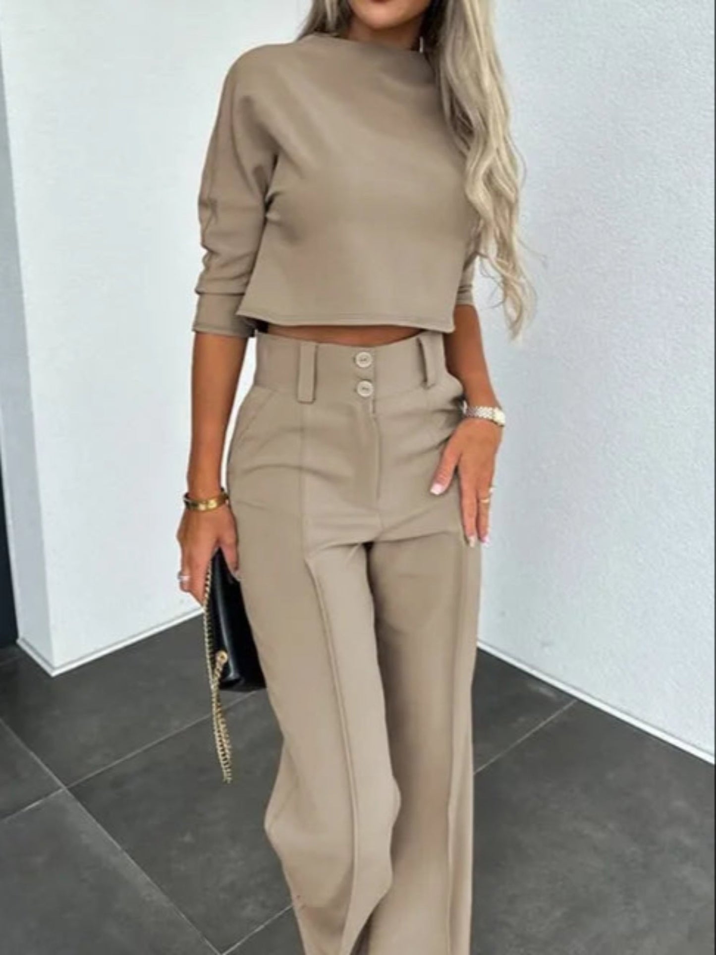 Ensemble Deux Pièces Femme Élégant - Haut et Pantalon Tailleur