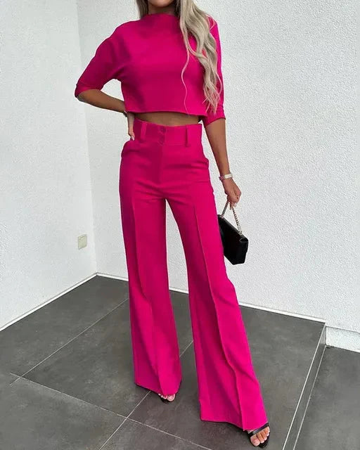 Costume Femme Chic Pantalon Taille Haute Élégant