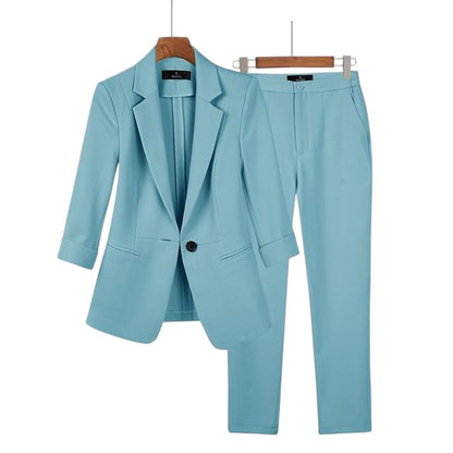 Ensemble élégant 2 pièces pour femmes - Blazer et pantalon en coton