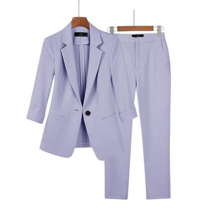 Ensemble élégant 2 pièces pour femmes - Blazer et pantalon en coton