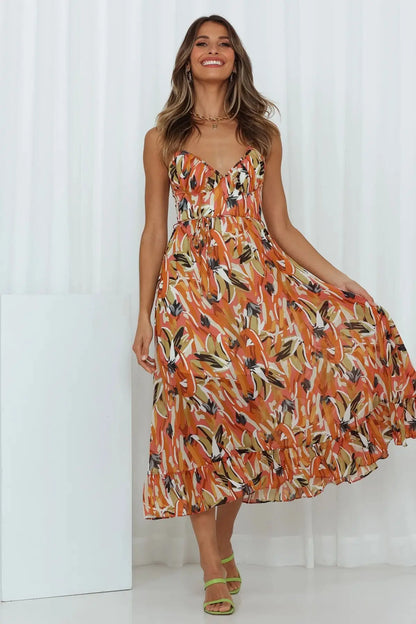 Robe Longue Femme Élégante à Imprimé Floral Doux et Confortable
