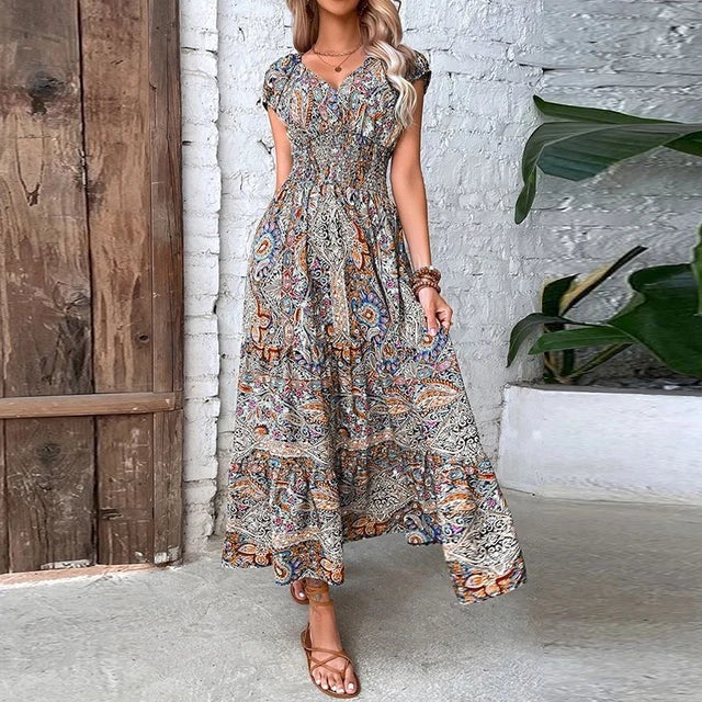 Robe Été Florale Longue pour Femmes