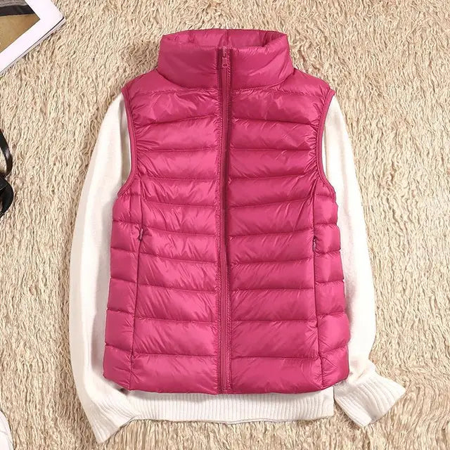 Gilet sans manches doux et féminin rose pastel