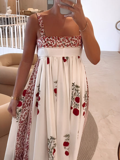 Robe Bohème à Bretelles Fleurs Été