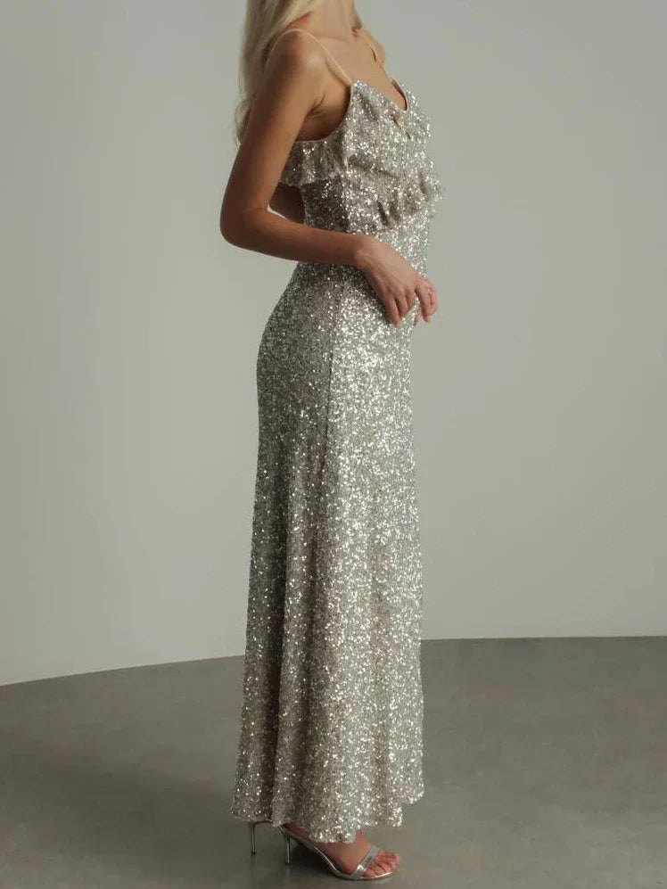 Robe Été Sans Manches avec Volants et Paillettes - BerlinGlamour