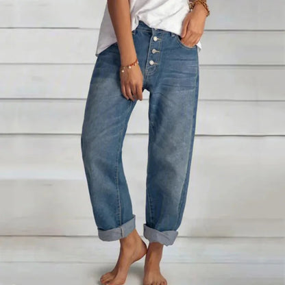 Jean Femme Droite Boutons Classique - BerlinGlamour
