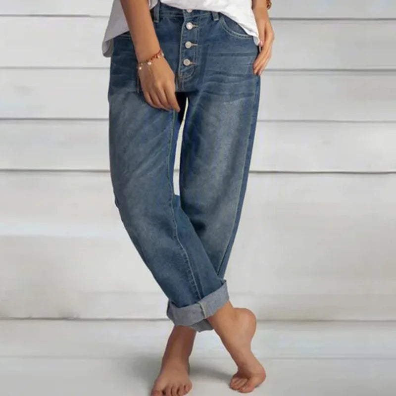 Jean Femme Droite Boutons Classique