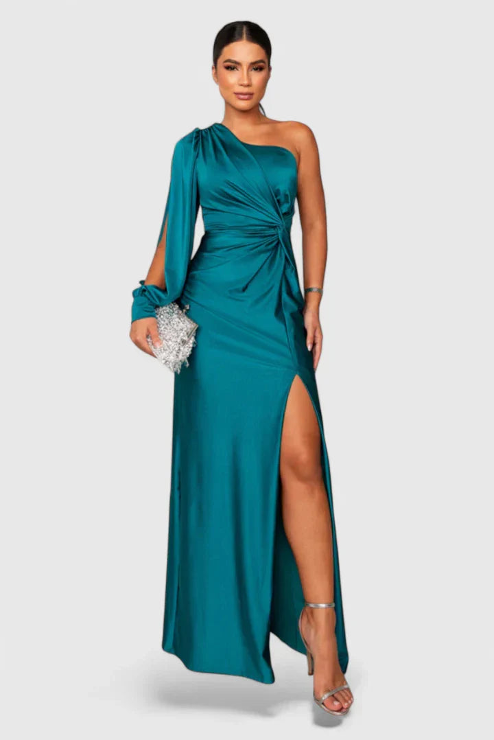 Robe Soirée Épaule Dévoilée et Ceinture