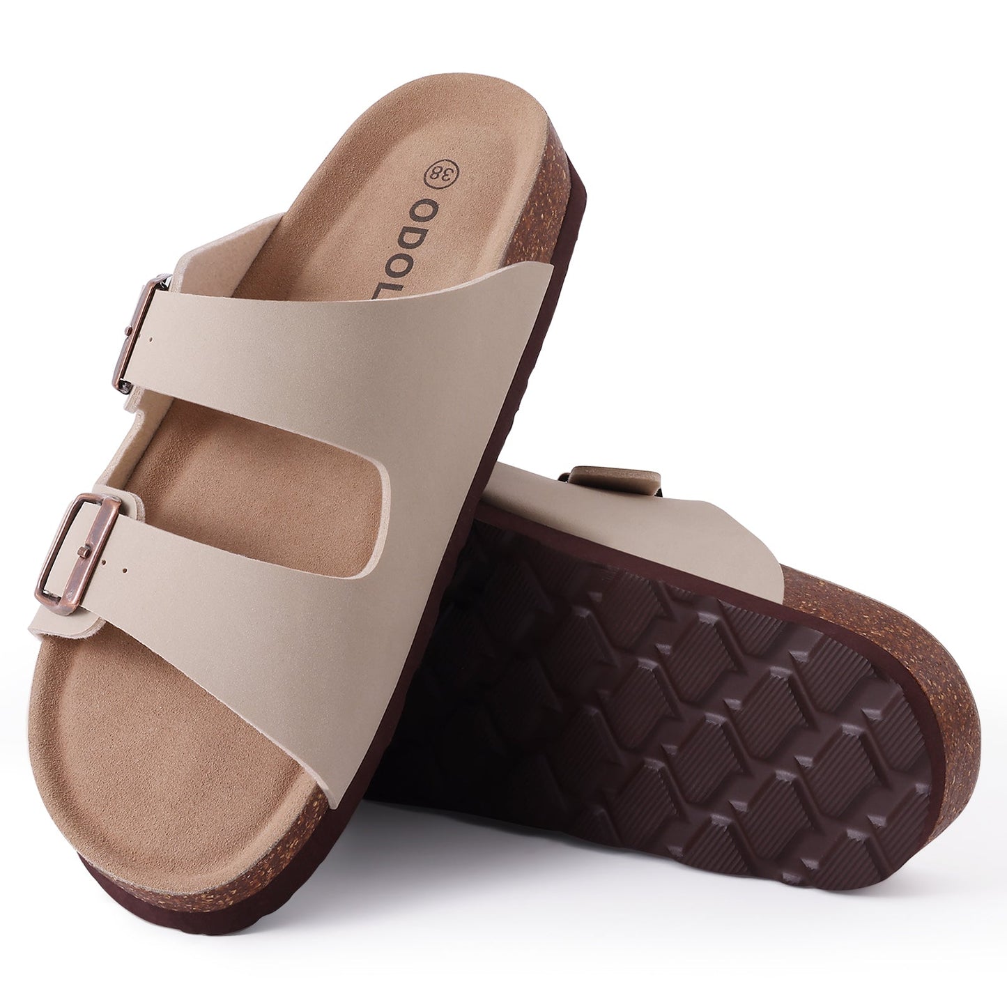 Sandales Femmes Plates à Boucles Réglables et Confortables