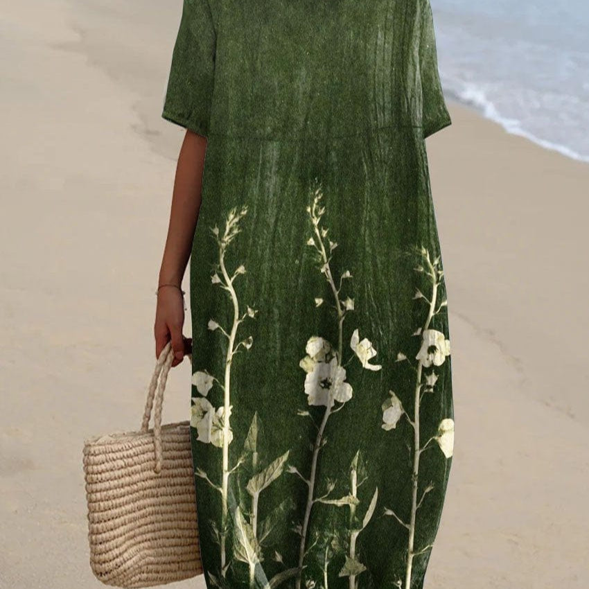 Robe Été Légère en Lin Floral pour Femme