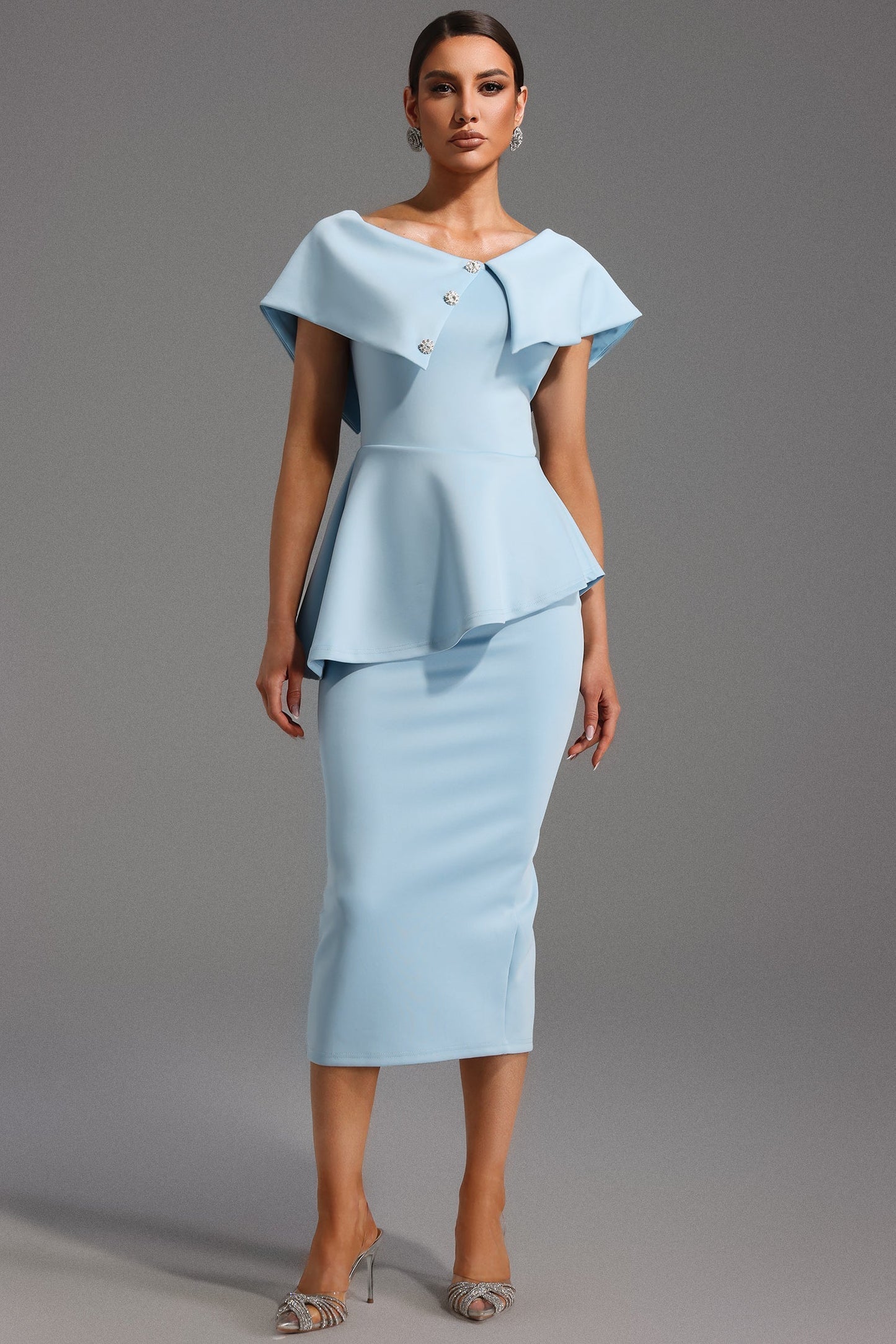 Robe Midi Femme Détail Asymétrique Coupe Ajustée - PanierRoyale