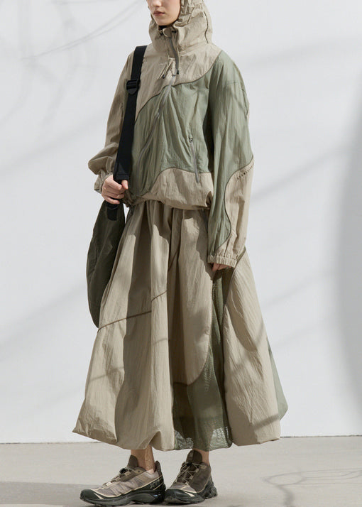 Robe deux pièces vert clair été, manteau large et jupe soleil - EasyApparels