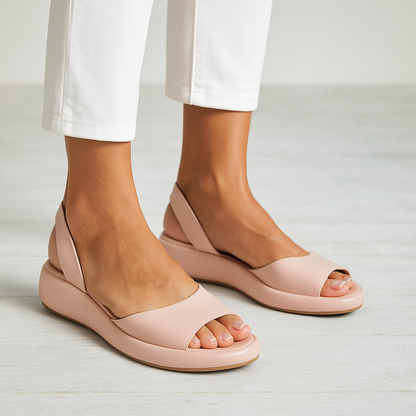 Sandales Femme Cuir Plateforme Bout Ouvert Talon Enveloppant