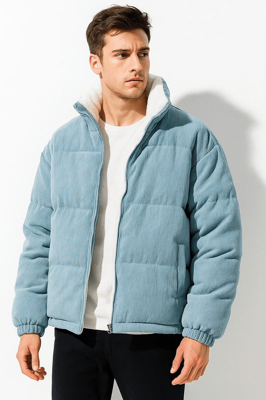 Veste Cuir Homme Hiver - Blouson Cuir Doublé Chauffant avec Éclair et Col Rond - PanierRoyale