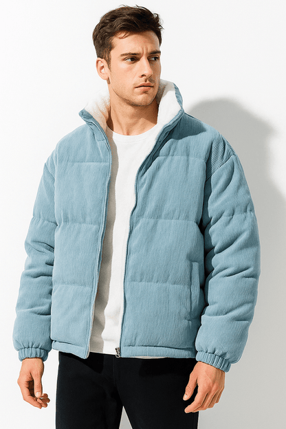 Veste Cuir Homme Hiver - Blouson Cuir Doublé Chauffant avec Éclair et Col Rond - PanierRoyale