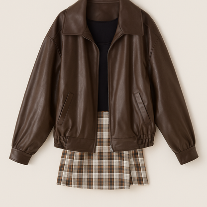 Veste Cuir Féminine Grande Taille - PanierRoyale