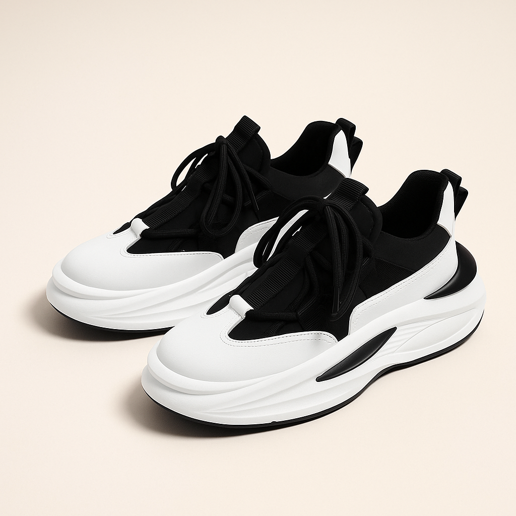Baskets Homme Noires et Blanches Mode - PanierRoyale