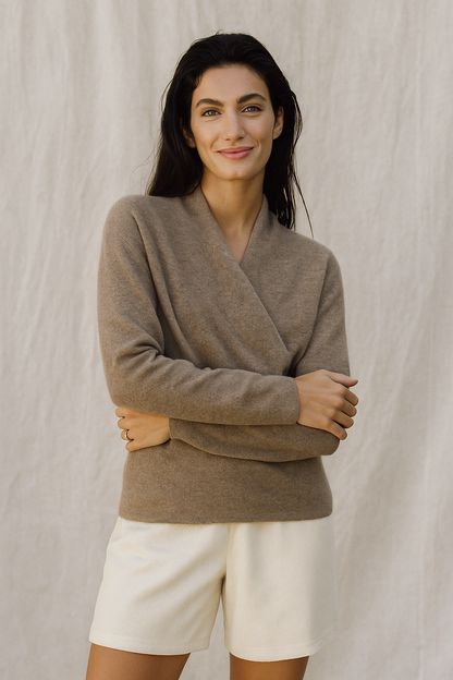 Pull Femme Hiver Col V Doux et Confortable