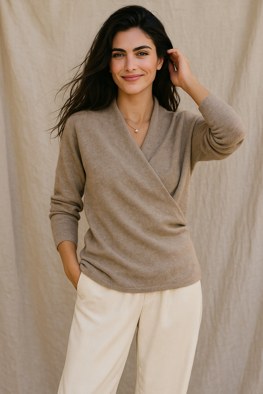 Pull Femme Hiver Col V Doux et Confortable
