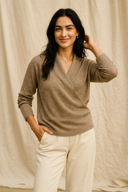 Pull Femme Hiver Col V Doux et Confortable