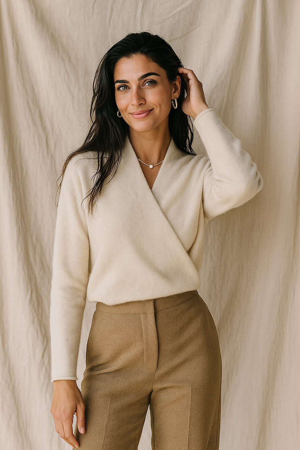 Pull Femme Hiver Col V Doux et Confortable