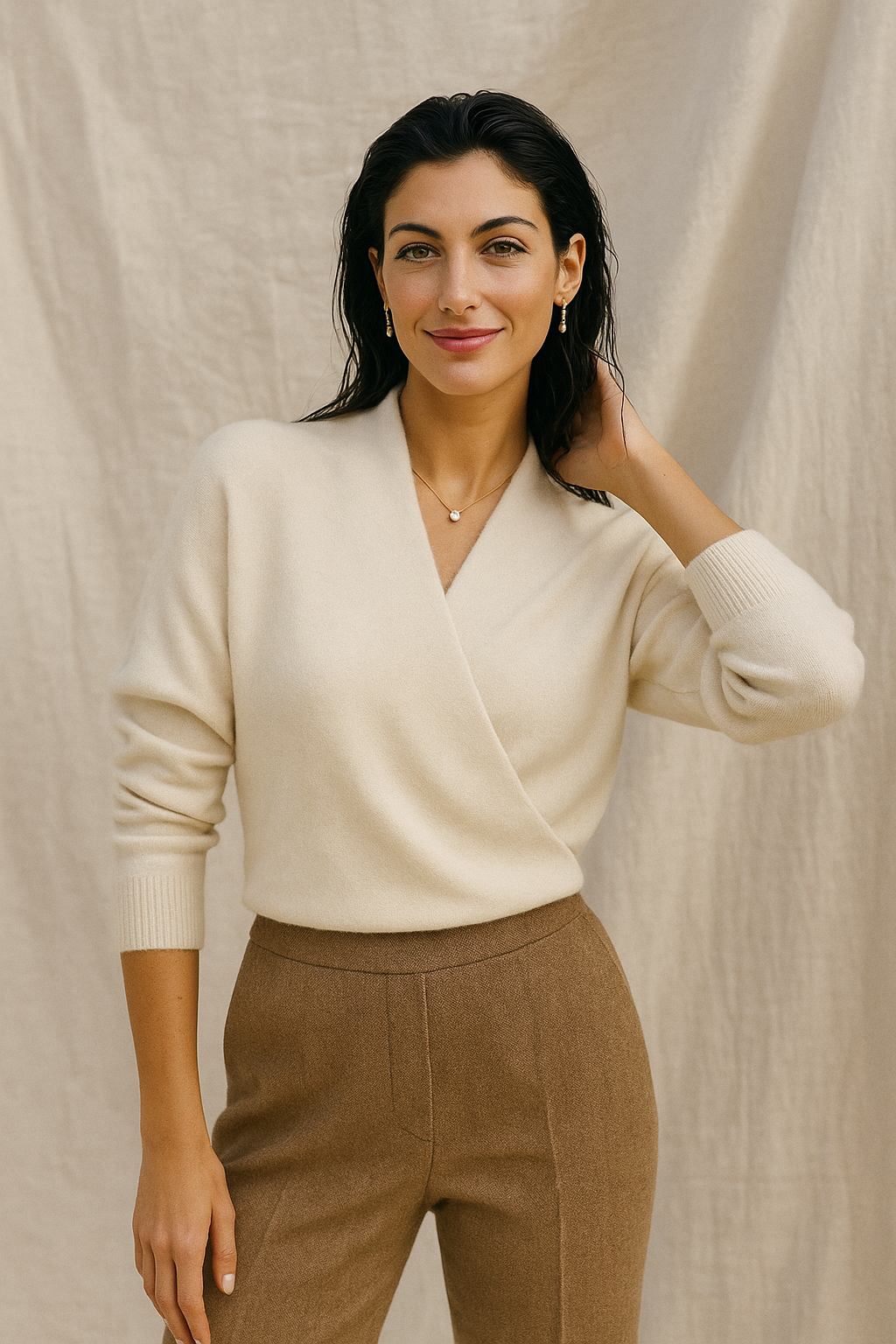 Pull Femme Hiver Col V Doux et Confortable